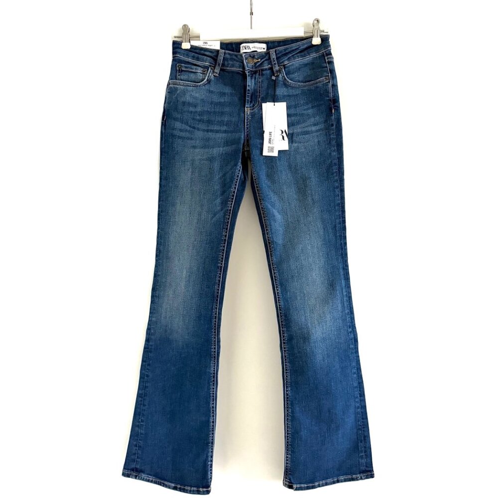 New Zara ZW The Low Rise Slim Bootcut Jeans in Medium Blue Size 4 - Picture 3 of 9